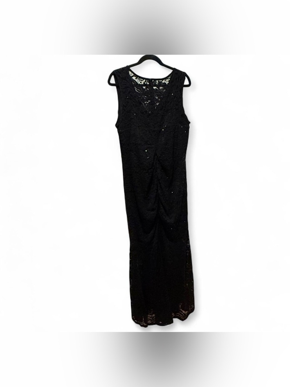 Blu Sage Black Lace Sequin V-Neck Maxi Dress - Picture 6 of 7